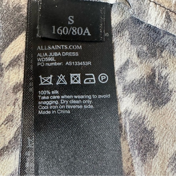 ALL SAINTS ALIA JUBA SILK RELAXED MINI DRESS SIZE SMALL - Picture 16 of 16